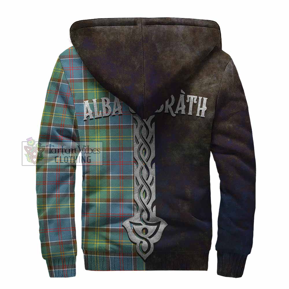 Tartan Vibes Clothing Colville Tartan Family Crest Sherpa Hoodie Alba Gu Brath Be Brave Lion Ancient Style