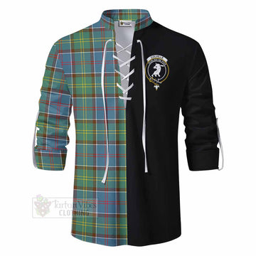 Tartan Vibes Clothing Colville Tartan Ghillie Kilt Shirt with Family Crest and Half Of Me Style