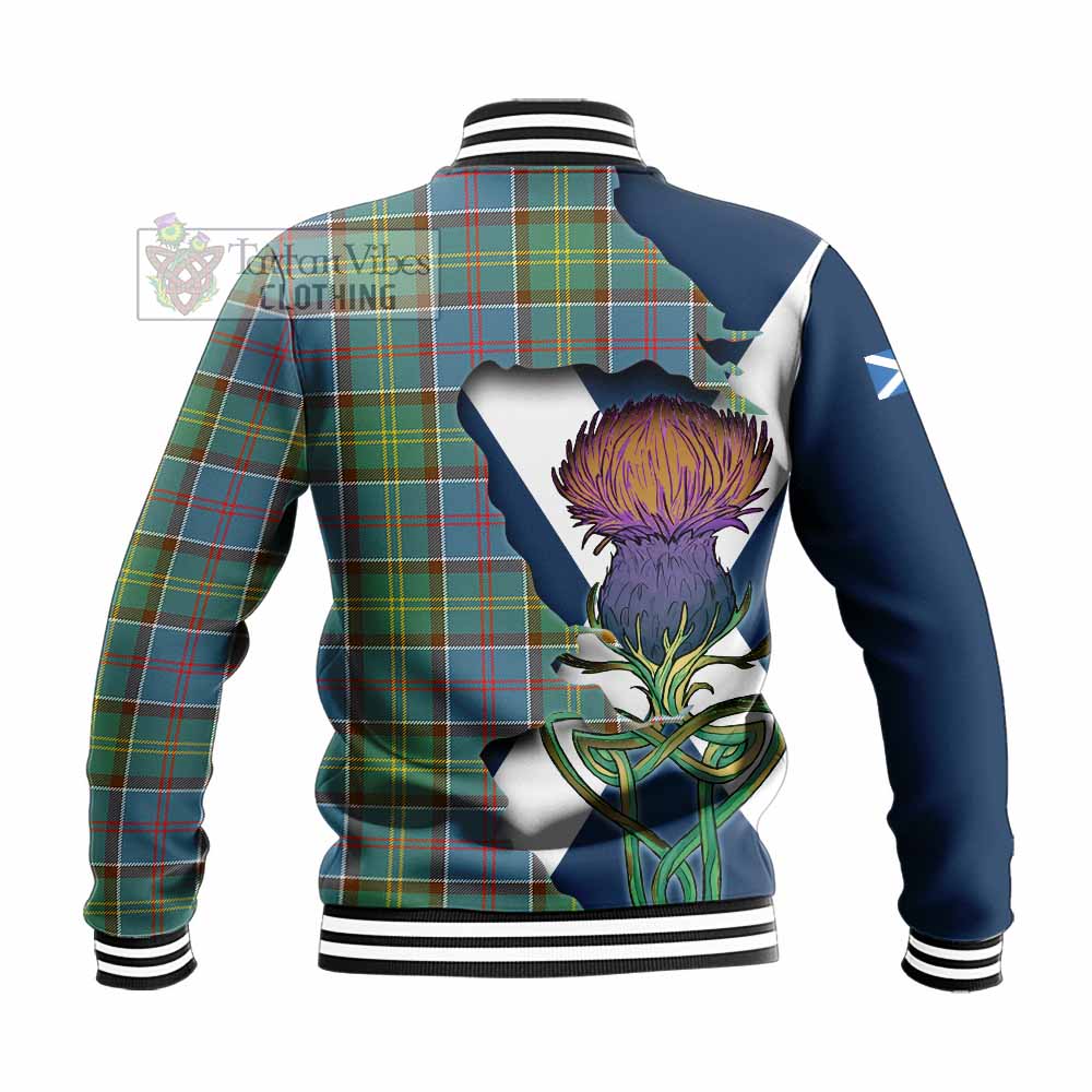 Tartan Vibes Clothing Colville Tartan Family Crest Baseball Jacket Scottish Thistle Celtic Inspired