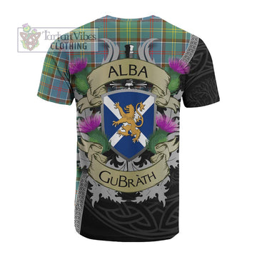 Colville Tartan Family Crest Cotton T-shirt Lion Rampant Royal Thistle Shield Celtic Inspired