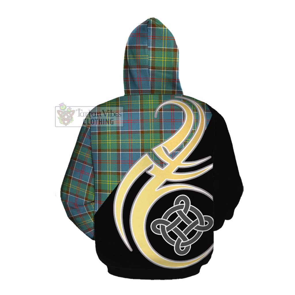 Tartan Vibes Clothing Colville Tartan Cotton Hoodie with Family Crest and Celtic Symbol Style