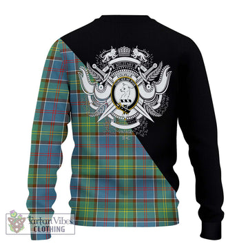 Colville Tartan Knitted Sweater with Family Crest and Military Logo Style - Tartanvibesclothing Shop