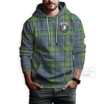 Tartan Vibes Clothing Colville Tartan Hoodie with Family Crest and Bearded Skull Holding Bottles of Whiskey