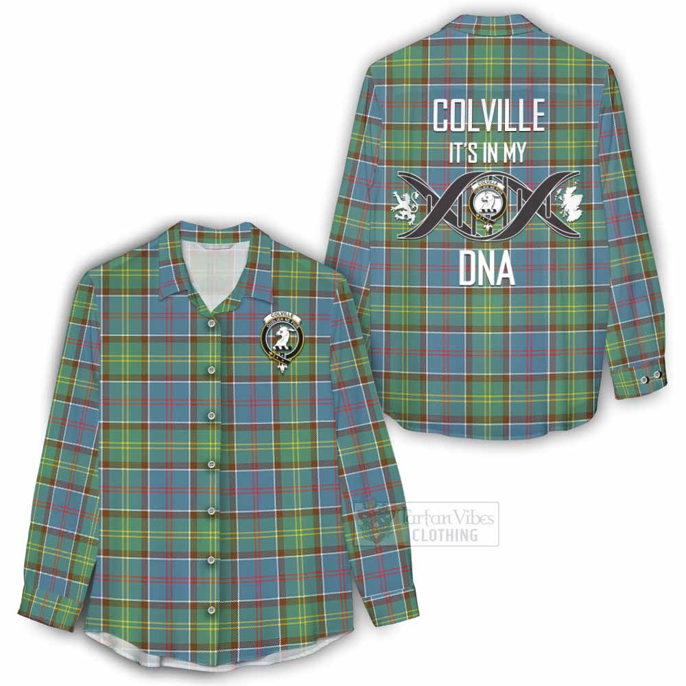 Tartan Vibes Clothing Colville Tartan Women's Casual Shirt with Family Crest DNA In Me Style