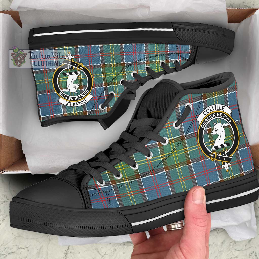 Tartan Vibes Clothing Colville Tartan High Top Shoes with Family Crest