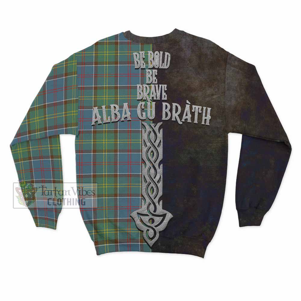 Tartan Vibes Clothing Colville Tartan Family Crest Sweatshirt Alba Gu Brath Be Brave Lion Ancient Style