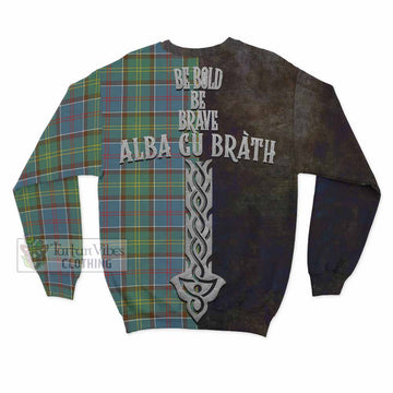Colville Tartan Family Crest Sweatshirt Alba Gu Brath Be Brave Lion Ancient Style