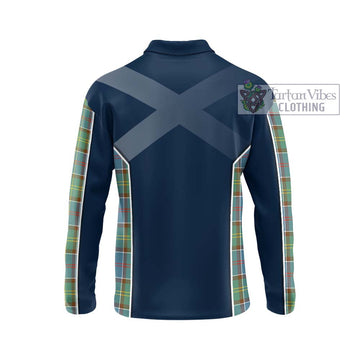 Colville Tartan Long Sleeve Polo Shirt with Family Crest and Lion Rampant Vibes Sport Style - Tartan Vibes Clothing