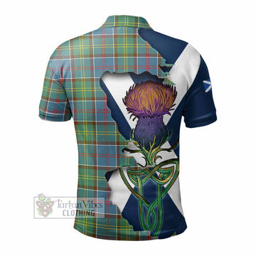 Colville Tartan Family Crest Polo Shirt Scottish Thistle Celtic Inspired
