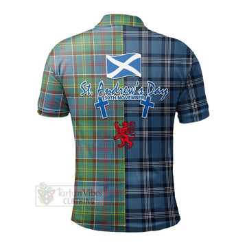 Colville Tartan Polo Shirt Happy St. Andrew's Day Half Tartan Style - Tartan Vibes Clothing
