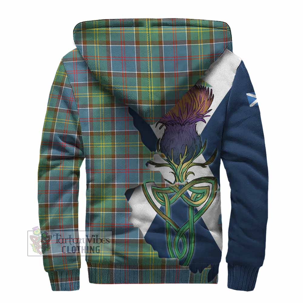 Tartan Vibes Clothing Colville Tartan Family Crest Sherpa Hoodie Scottish Thistle Celtic Inspired