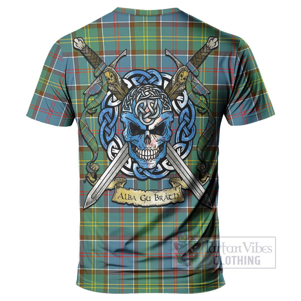 Tartan Vibes Clothing Colville Tartan T-Shirt with Family Crest Celtic Skull Style