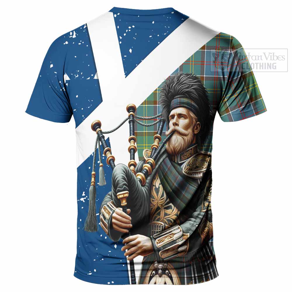 Tartan Vibes Clothing Colville Tartan T-Shirt with Family Crest Scottish Bagpiper Vibes
