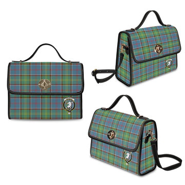 colville-tartan-leather-strap-waterproof-canvas-bag-with-family-crest
