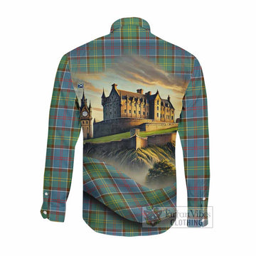 Colville Tartan Family Crest Long Sleeve Button Shirt with Scottish Ancient Castle Style