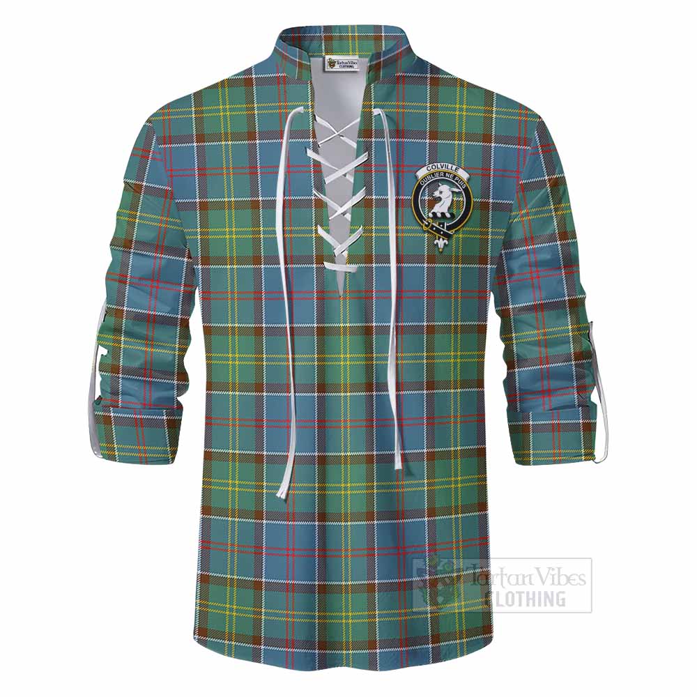 Tartan Vibes Clothing Colville Tartan Ghillie Kilt Shirt with Family Crest DNA In Me Style