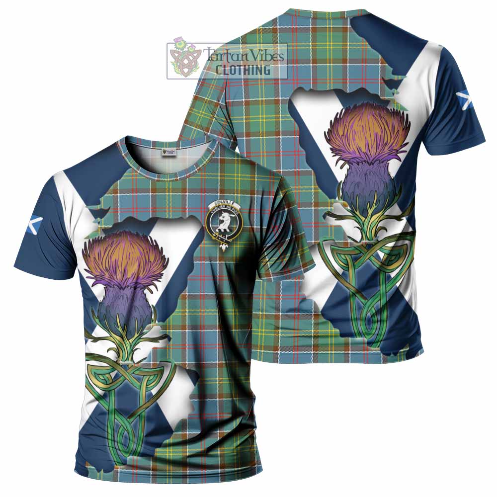 Tartan Vibes Clothing Colville Tartan Family Crest T-Shirt Scottish Thistle Celtic Inspired