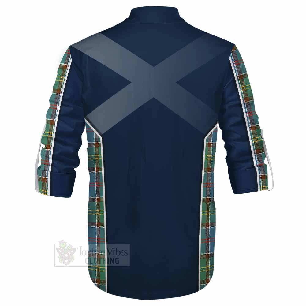 Tartan Vibes Clothing Colville Tartan Ghillie Kilt Shirt with Family Crest and Lion Rampant Vibes Sport Style