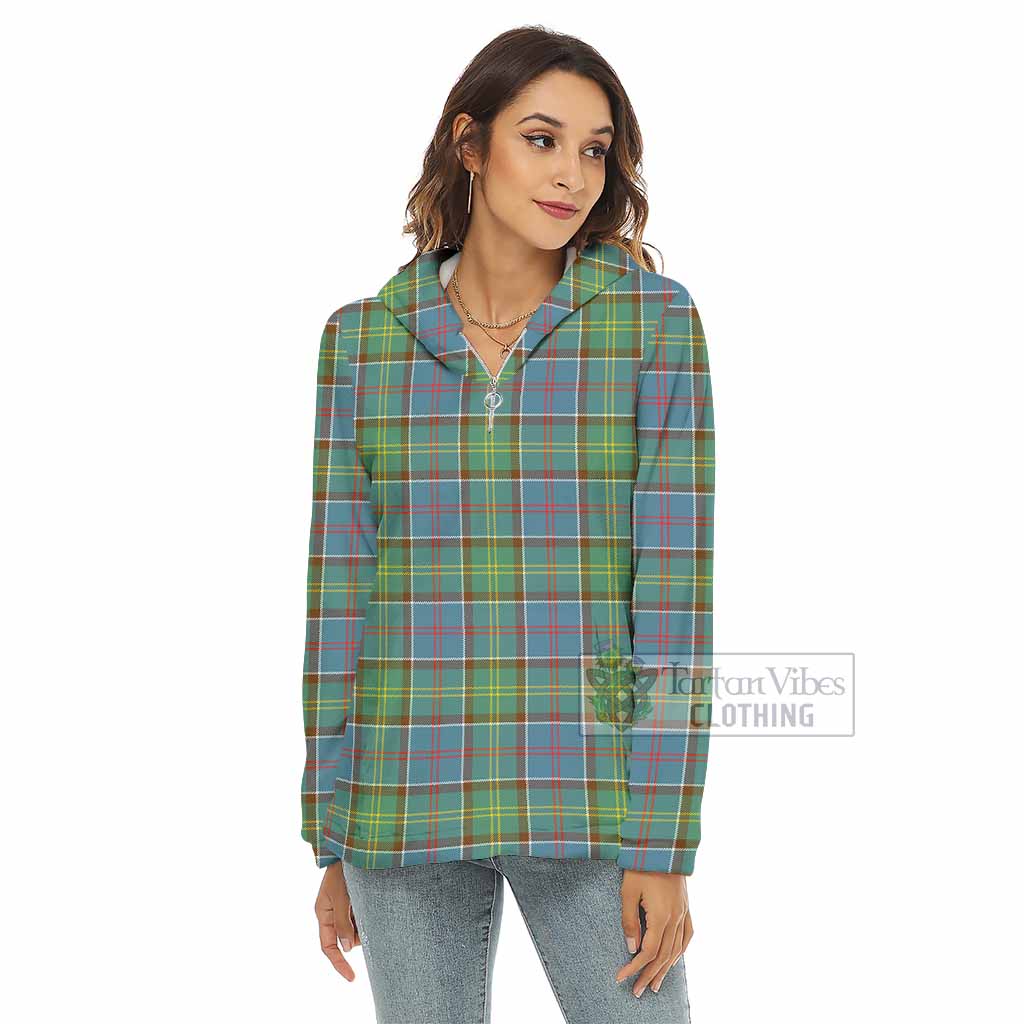Tartan Vibes Clothing Colville Tartan Women's Borg  Half Zip Fleece Hoodie