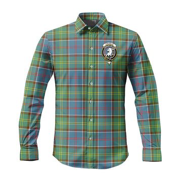 Colville Tartan Long Sleeve Button Up Shirt with Family Crest