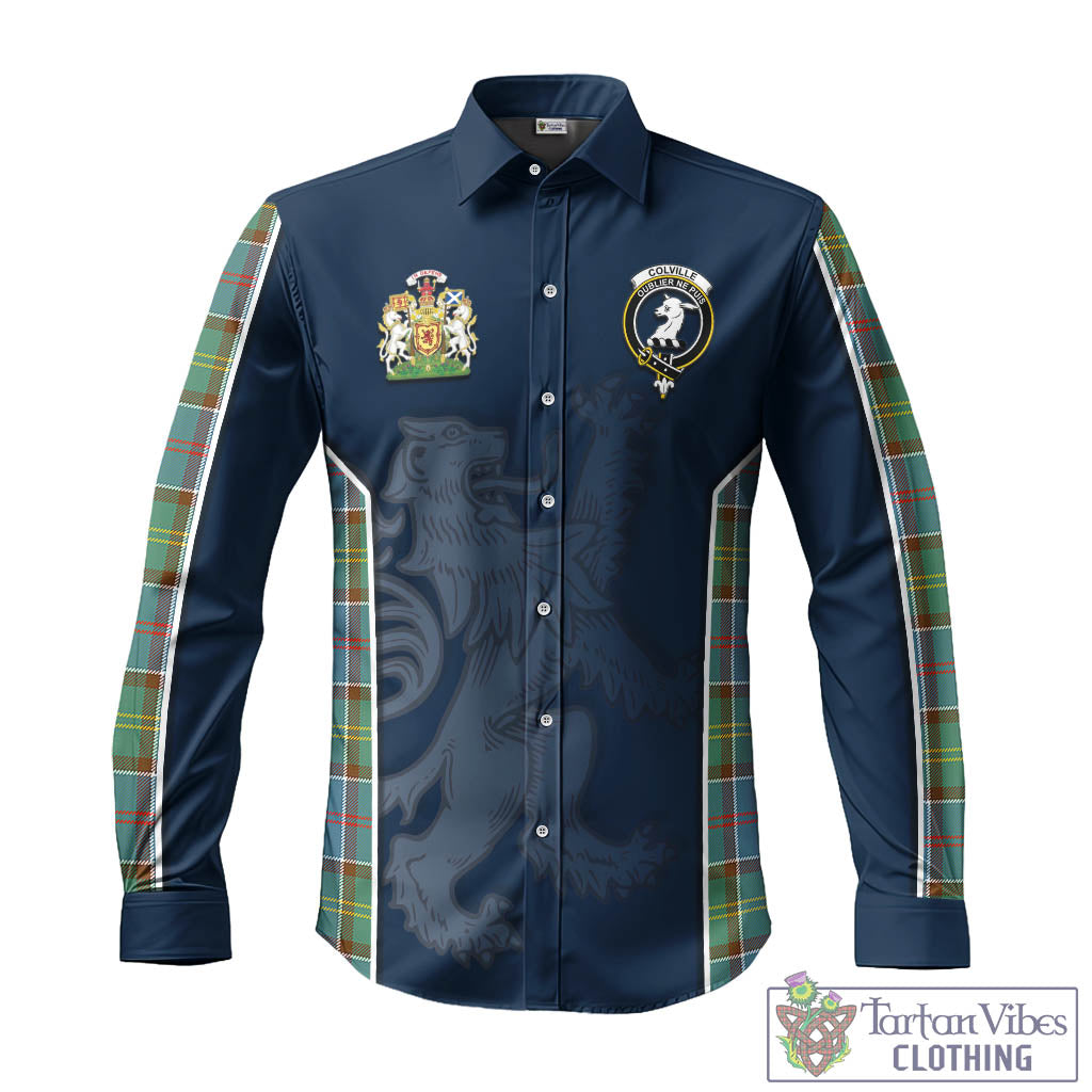 Tartan Vibes Clothing Colville Tartan Long Sleeve Button Up Shirt with Family Crest and Lion Rampant Vibes Sport Style