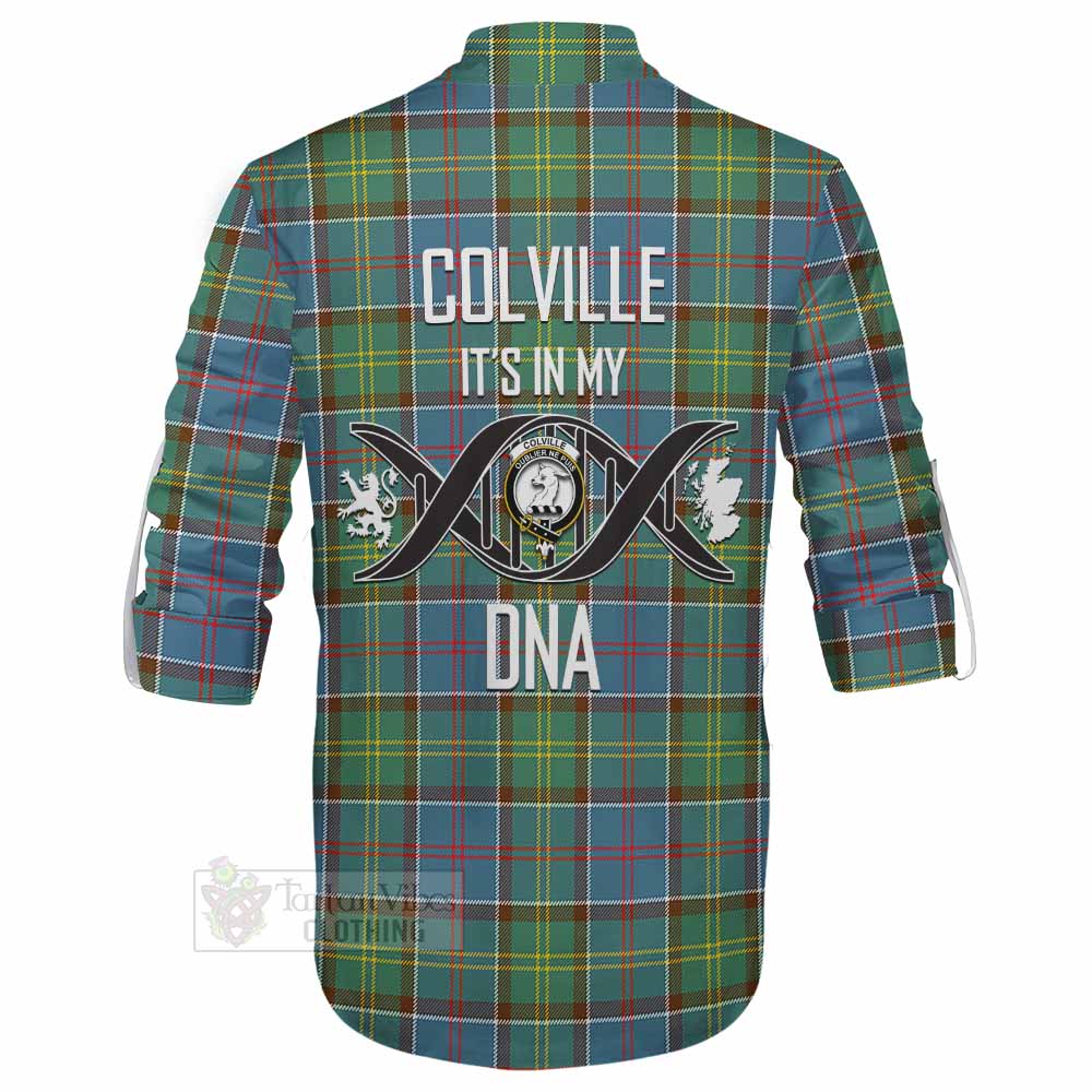 Tartan Vibes Clothing Colville Tartan Ghillie Kilt Shirt with Family Crest DNA In Me Style