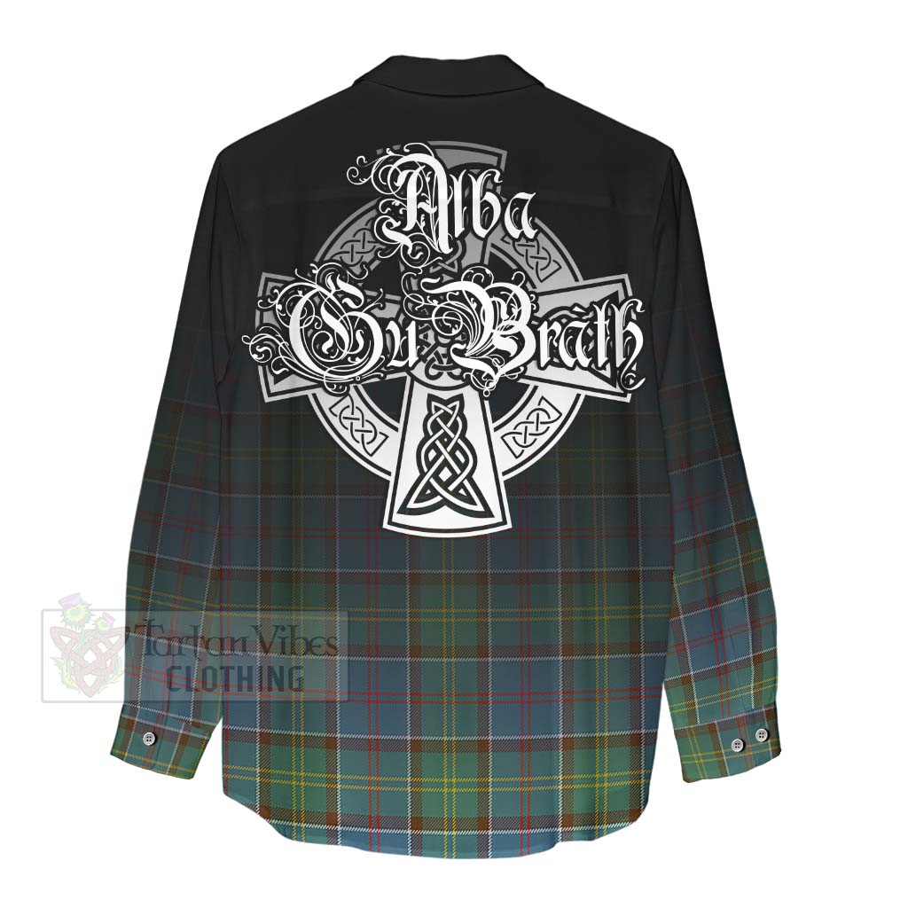 Tartan Vibes Clothing Colville Tartan Women's Casual Shirt Featuring Alba Gu Brath Family Crest Celtic Inspired