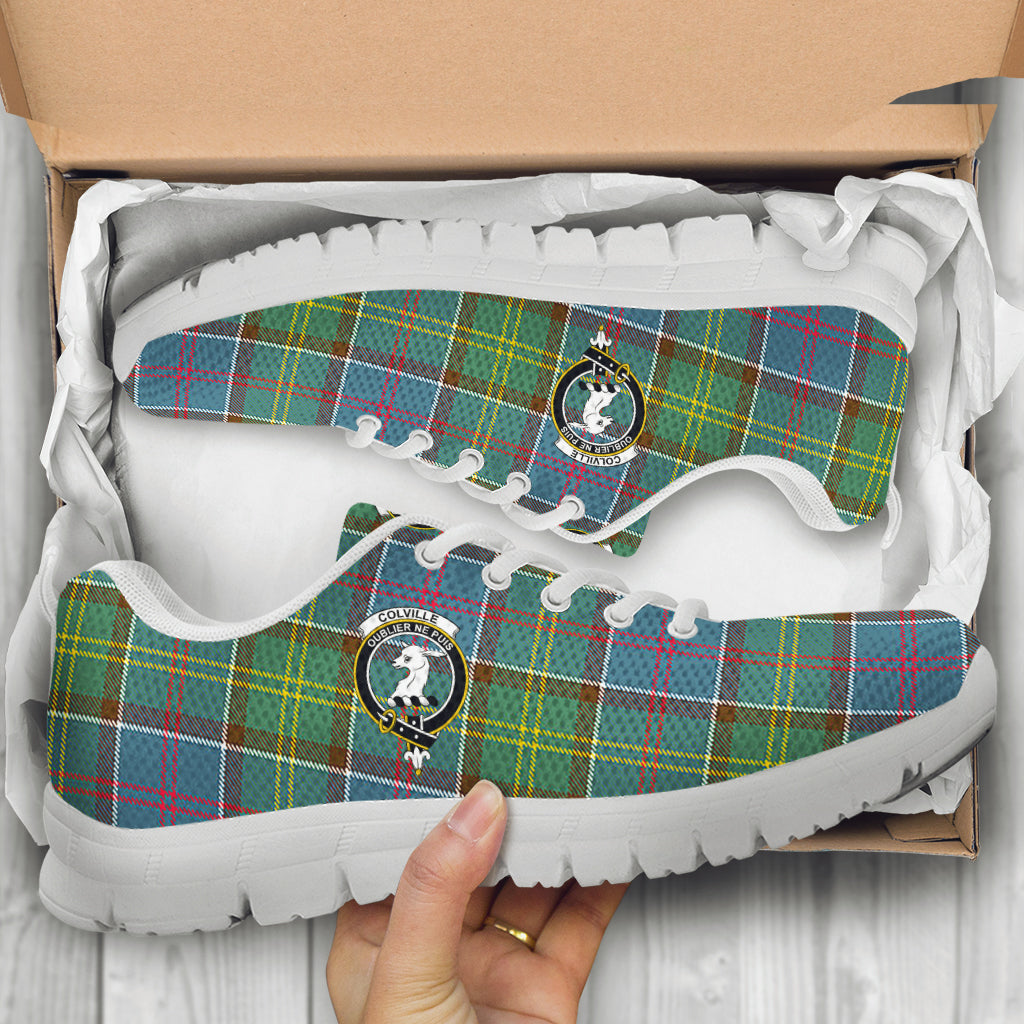 Colville Tartan Sneakers with Family Crest - Tartan Vibes Clothing