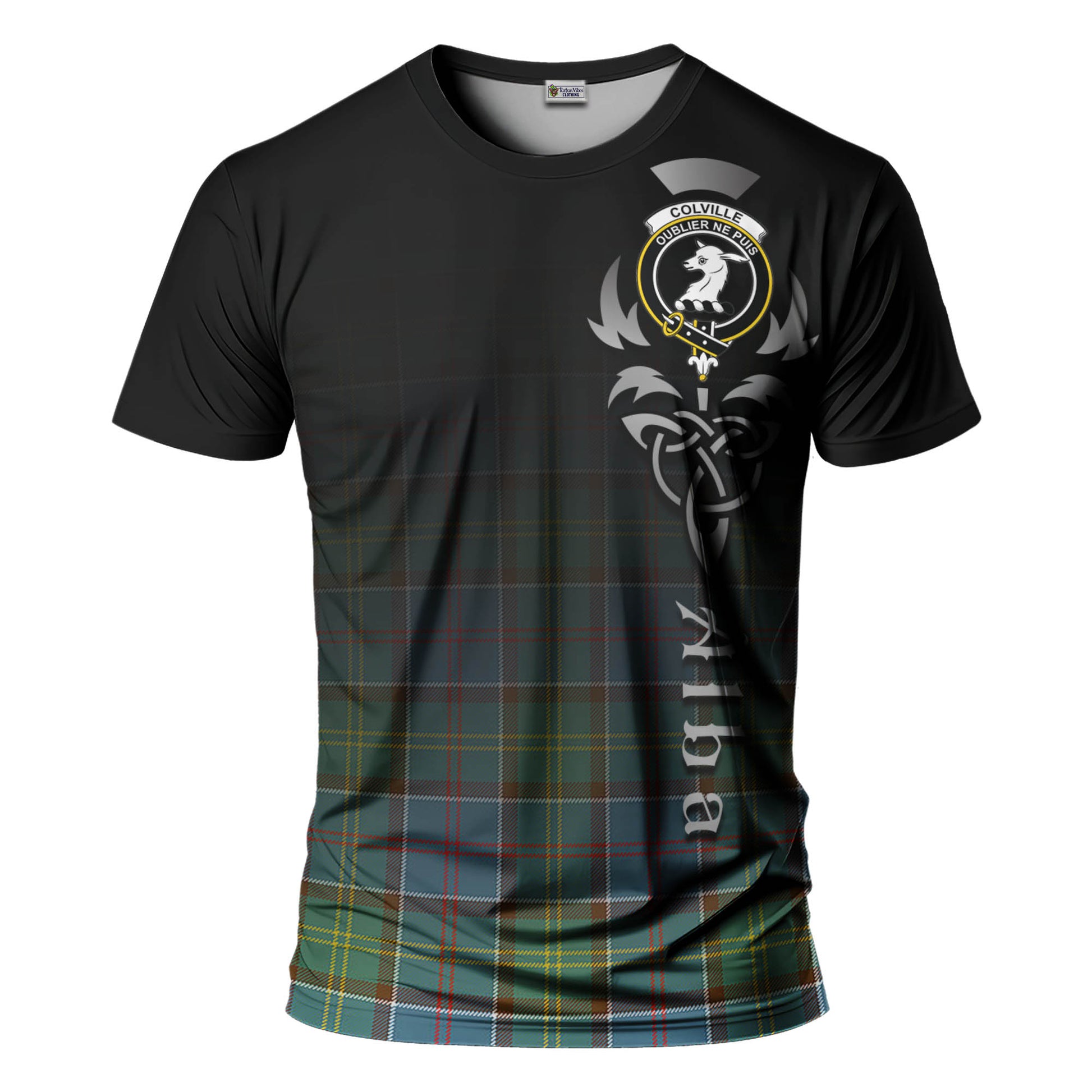 Tartan Vibes Clothing Colville Tartan T-Shirt Featuring Alba Gu Brath Family Crest Celtic Inspired