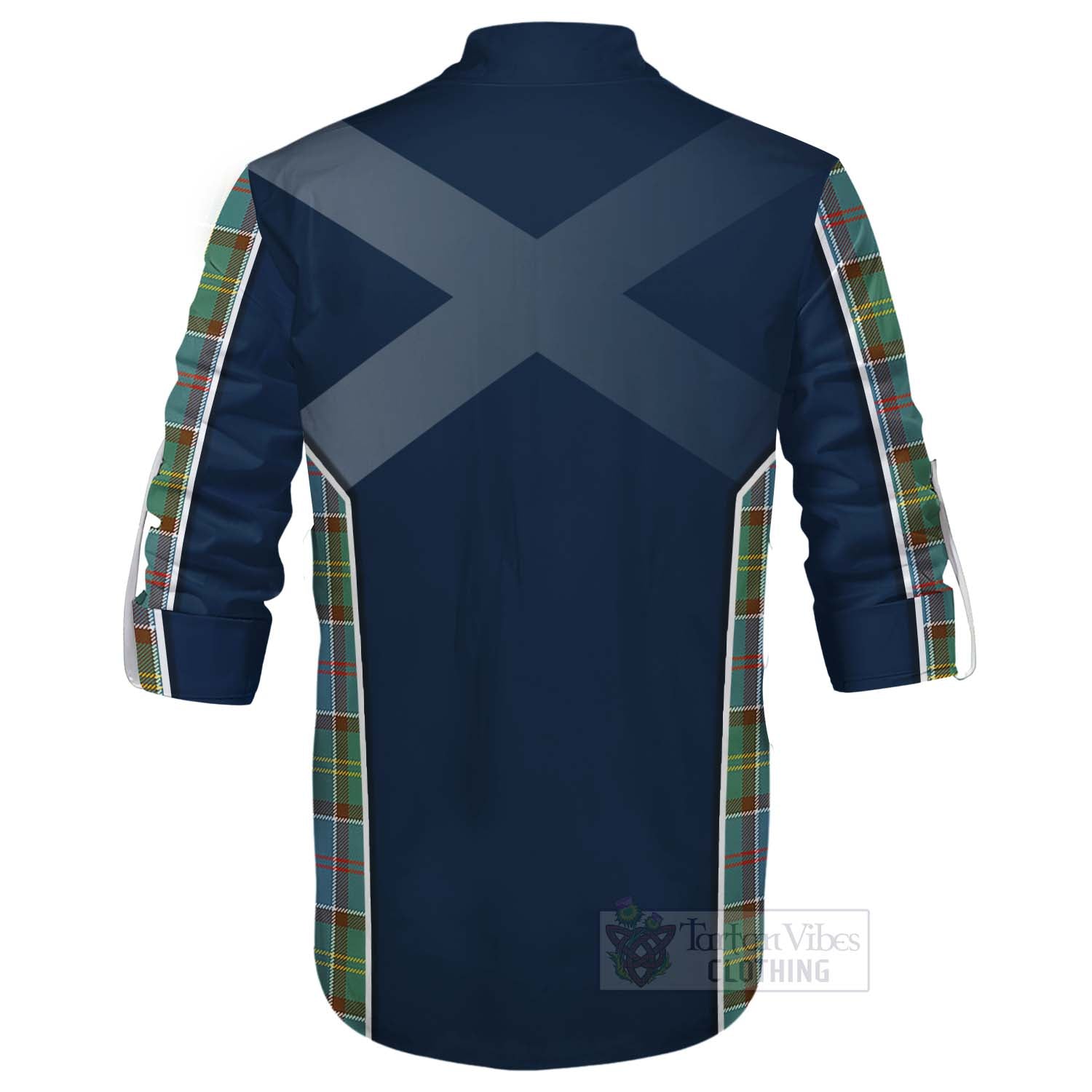 Tartan Vibes Clothing Colville Tartan Ghillie Kilt Shirt with Family Crest and Scottish Thistle Vibes Sport Style