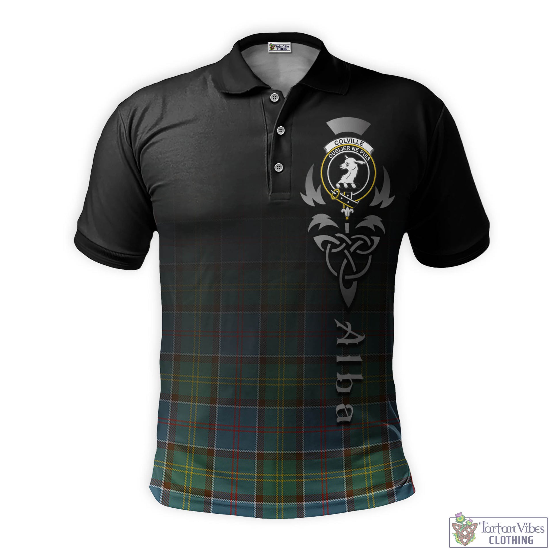 Tartan Vibes Clothing Colville Tartan Polo Shirt Featuring Alba Gu Brath Family Crest Celtic Inspired