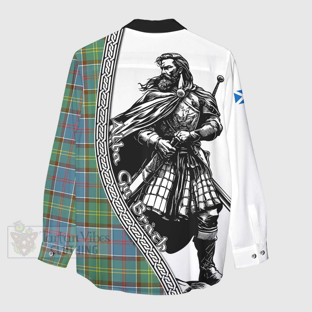 Tartan Vibes Clothing Colville Tartan Clan Crest Women's Casual Shirt with Highlander Warrior Celtic Style