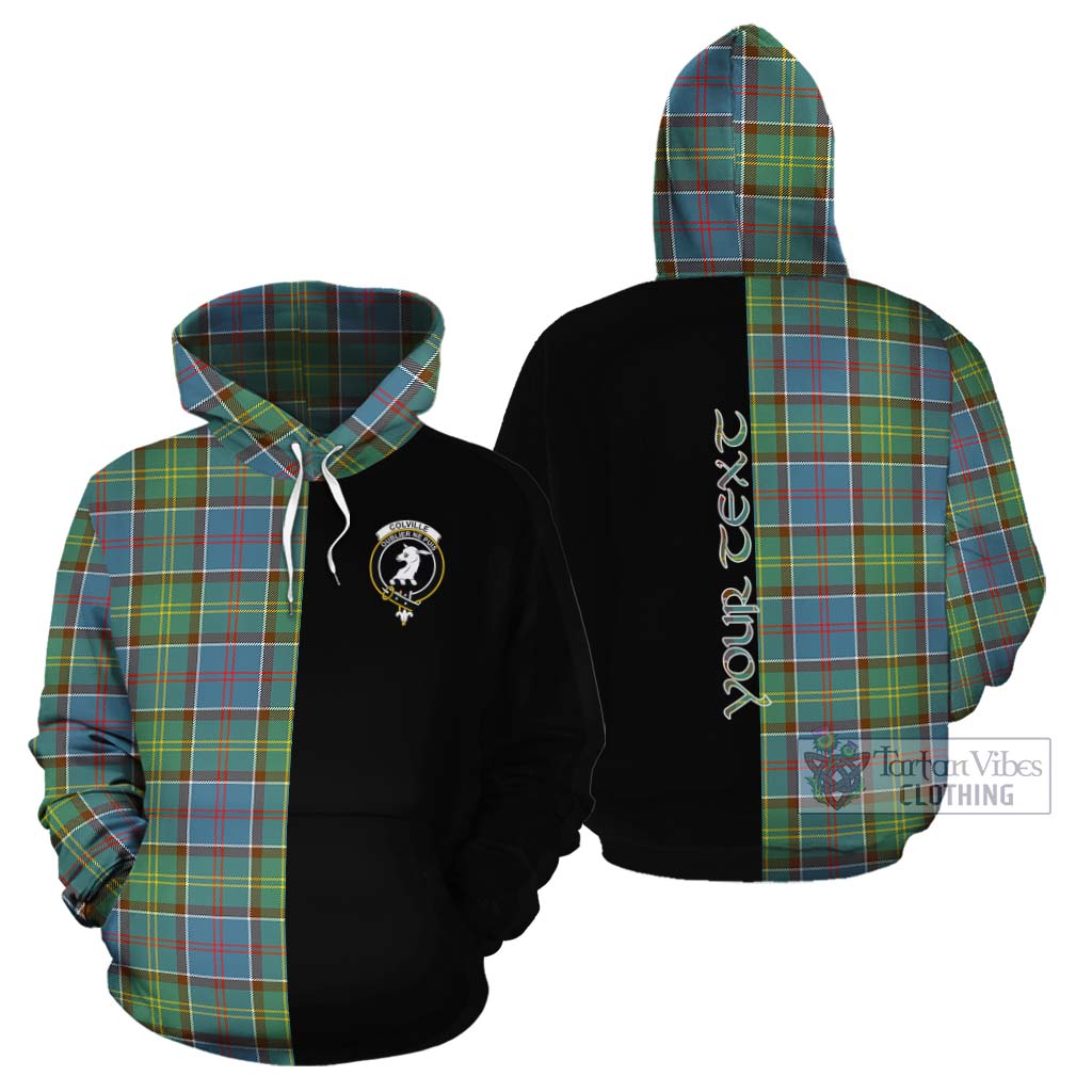 Tartan Vibes Clothing Colville Tartan Cotton Hoodie with Family Crest and Half Of Me Style