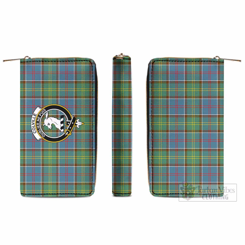 Tartan Vibes Clothing Colville Tartan Women's Leather Wallet with Family Crest