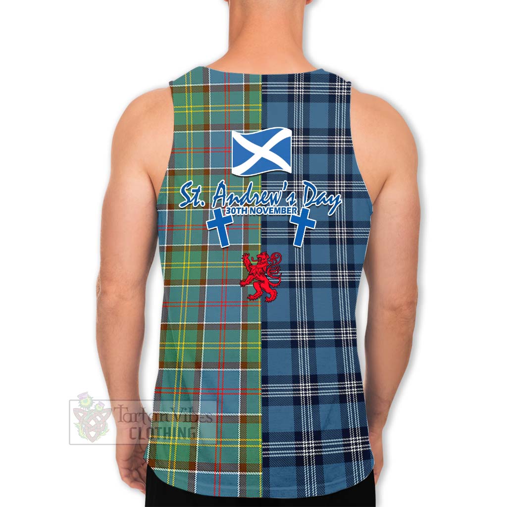 Tartan Vibes Clothing Colville Tartan Men's Tank Top Happy St. Andrew's Day Half Tartan Style