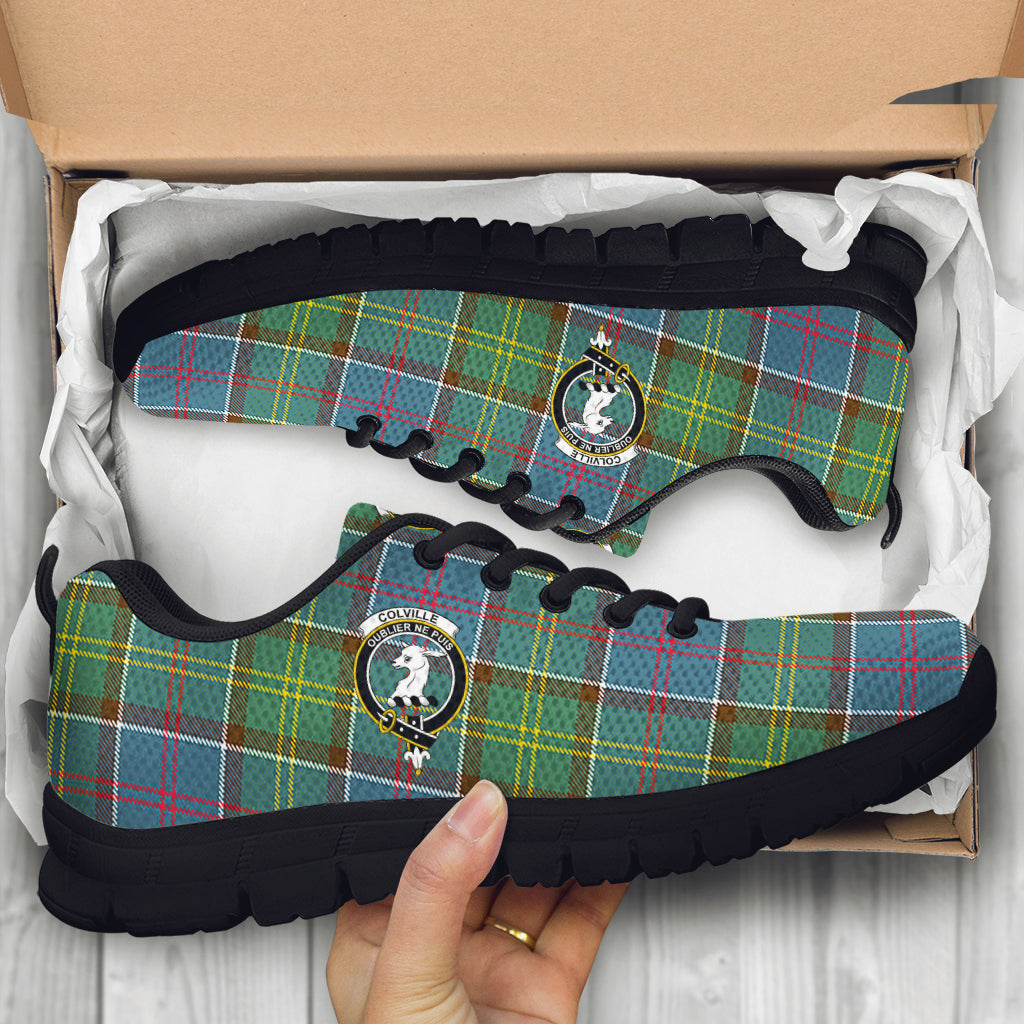 Colville Tartan Sneakers with Family Crest - Tartan Vibes Clothing