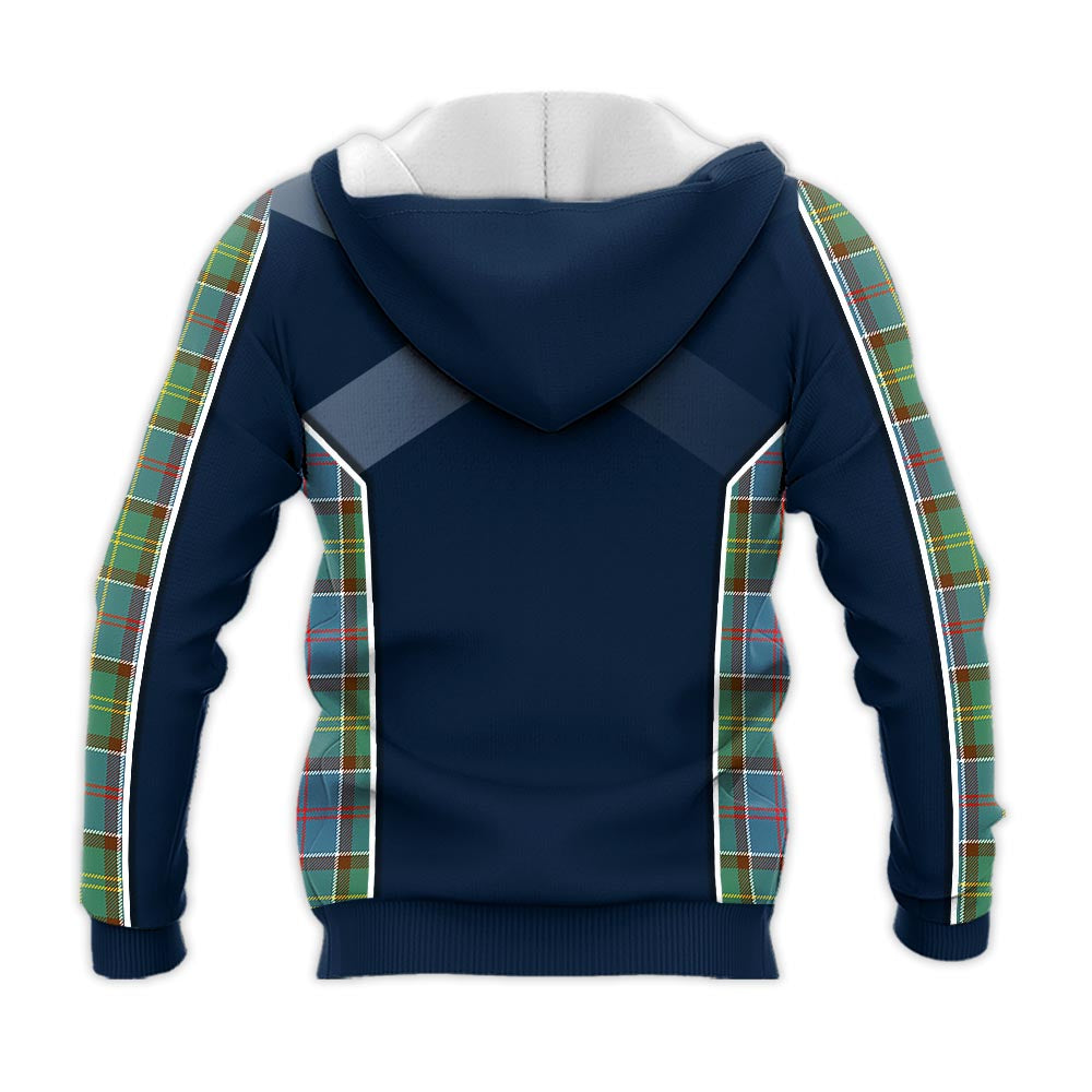 Tartan Vibes Clothing Colville Tartan Knitted Hoodie with Family Crest and Scottish Thistle Vibes Sport Style