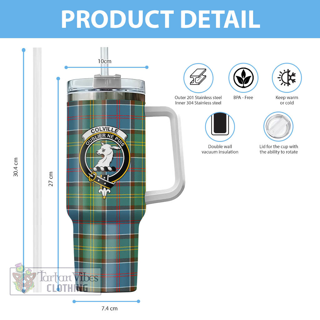 Tartan Vibes Clothing Colville Tartan and Family Crest Tumbler with Handle