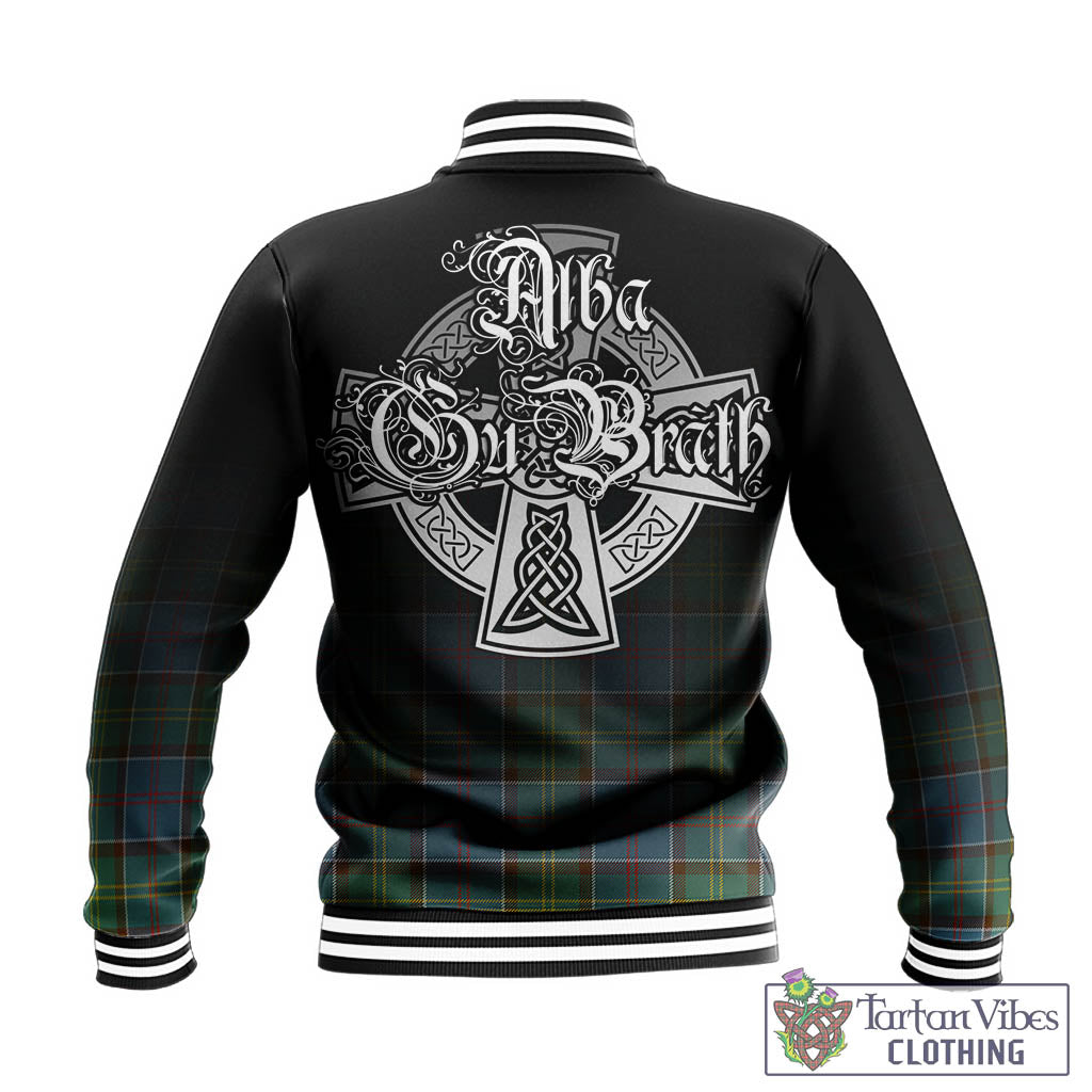 Tartan Vibes Clothing Colville Tartan Baseball Jacket Featuring Alba Gu Brath Family Crest Celtic Inspired