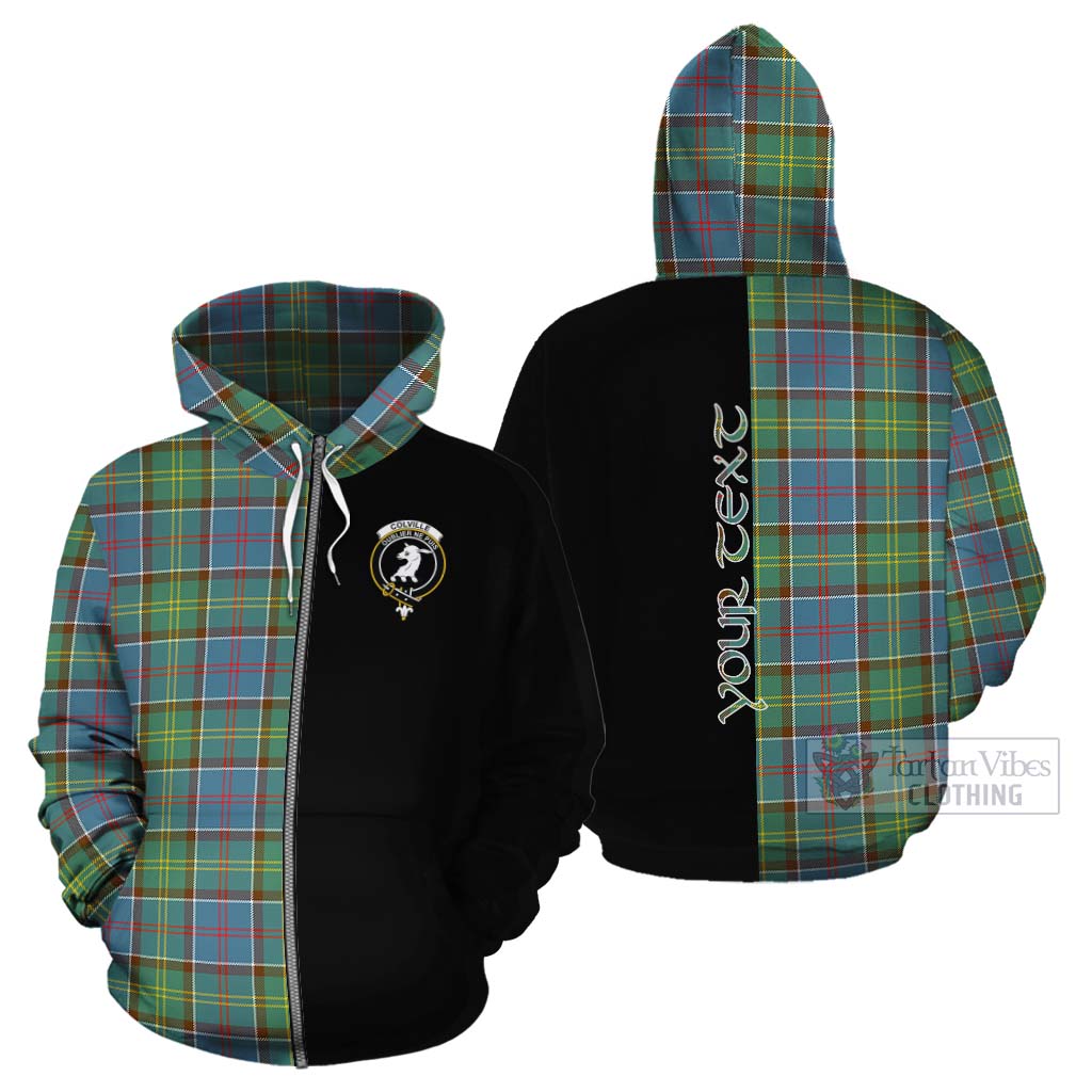 Tartan Vibes Clothing Colville Tartan Cotton Hoodie with Family Crest and Half Of Me Style