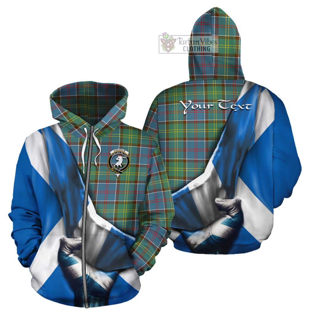 Tartan Vibes Clothing Colville Tartan Cotton Hoodie with Family Crest Scotland Patriotic Style