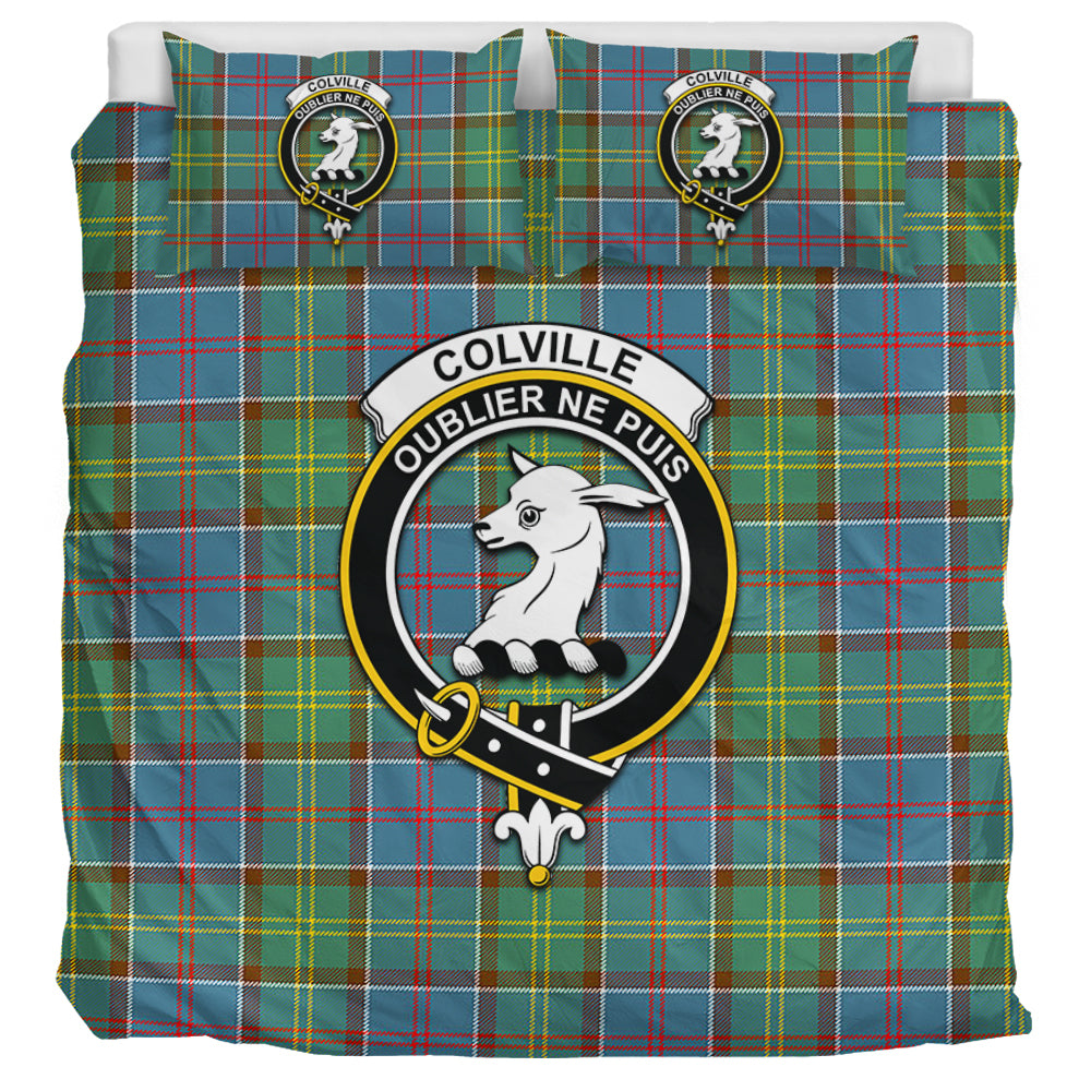 Colville Tartan Bedding Set with Family Crest UK Bedding Set UK Super King 104*94 inch - Tartan Vibes Clothing