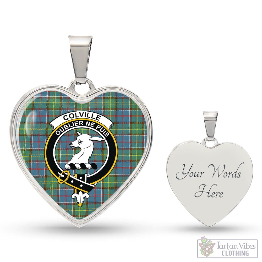 Tartan Vibes Clothing Colville Tartan Heart Necklace with Family Crest