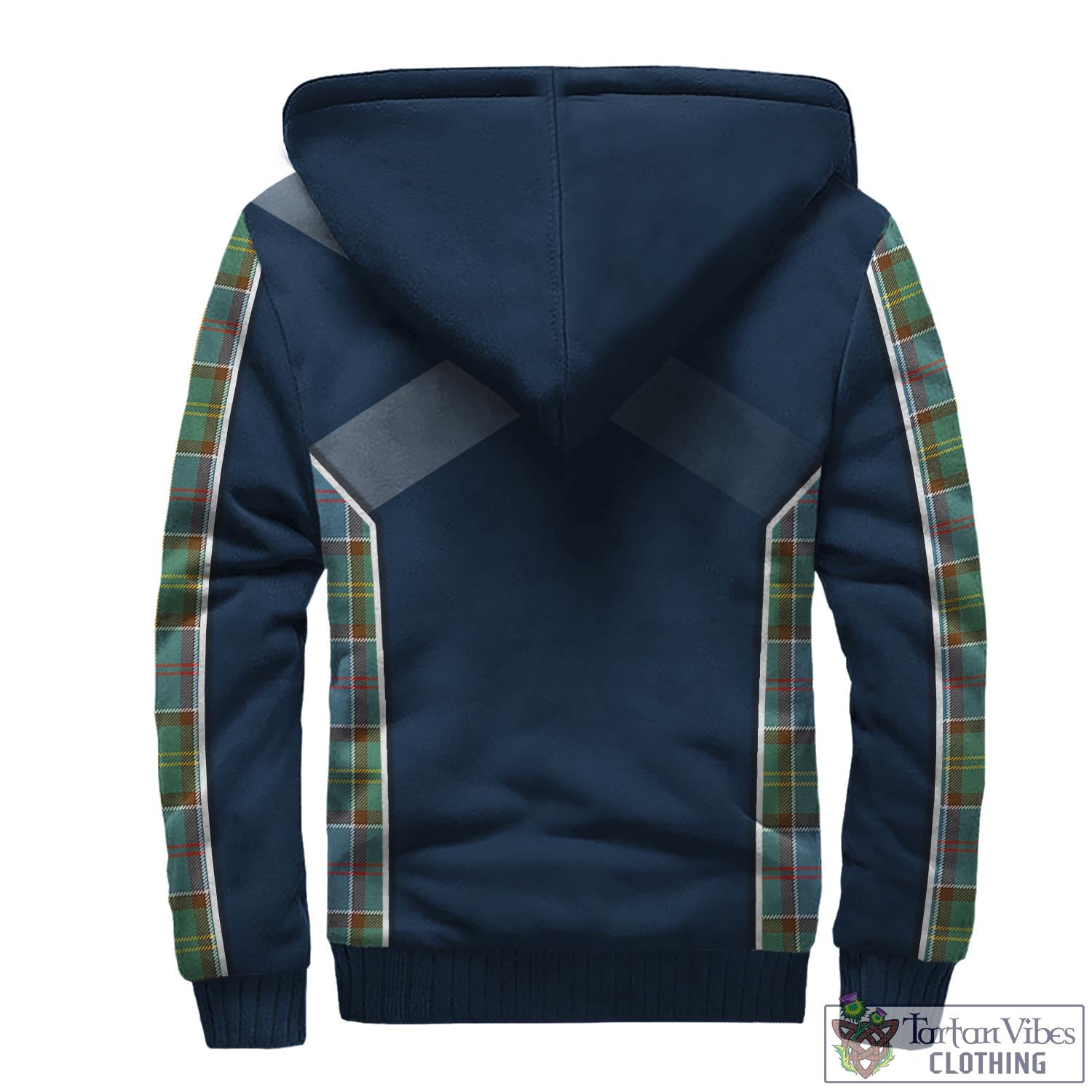 Tartan Vibes Clothing Colville Tartan Sherpa Hoodie with Family Crest and Scottish Thistle Vibes Sport Style