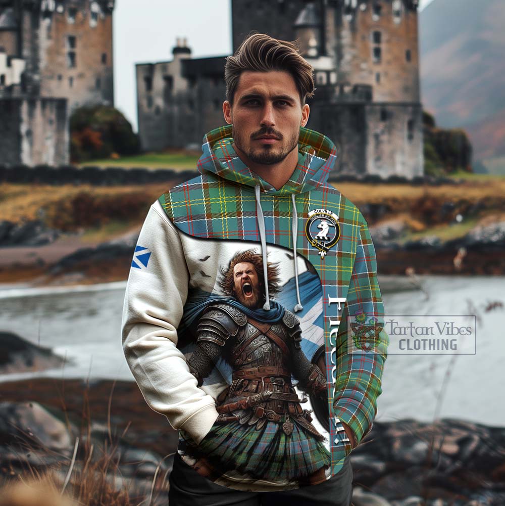 Tartan Vibes Clothing Colville Crest Tartan Cotton Hoodie Inspired by the Freedom of Scottish Warrior