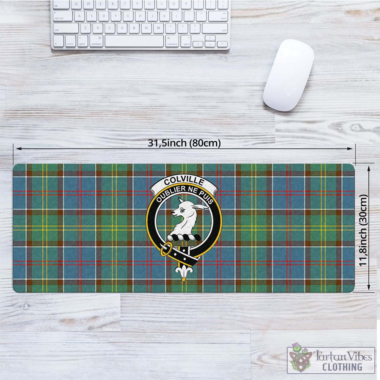 Tartan Vibes Clothing Colville Tartan Mouse Pad with Family Crest