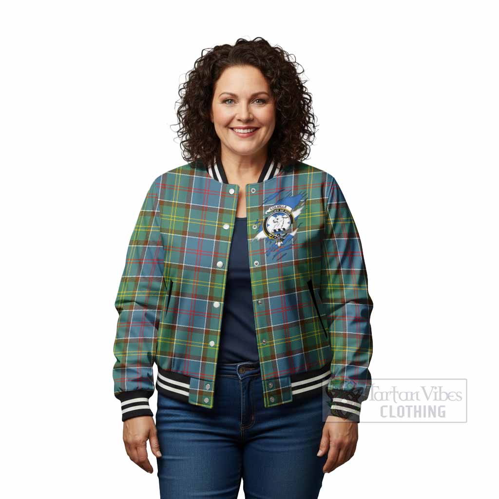 Colville Clan Crest In Me Tartan Baseball Jacket Scotland Flag Style