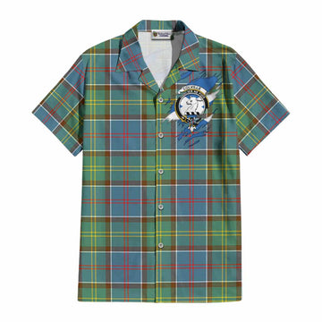 Colville Clan Crest In Me Tartan Cotton Hawaiian Shirt Scotland Flag Style