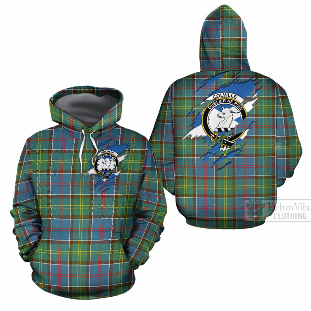 Colville Clan Crest In Me Tartan Cotton Hoodie Scotland Flag Style