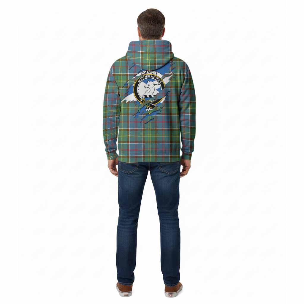 Colville Clan Crest In Me Tartan Cotton Hoodie Scotland Flag Style